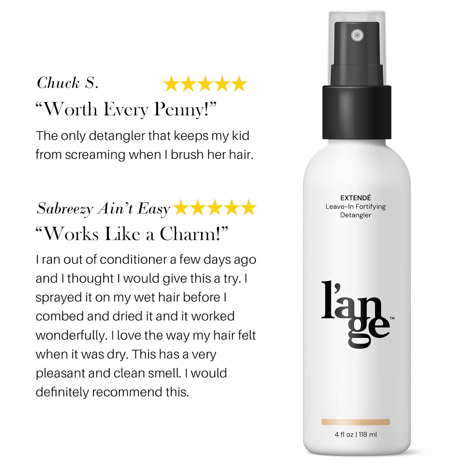 LANGE HAIR Extendé Conditioning Detangler Hair Spray - Paraben Free Leave-in Conditioner and Fortifying Spray, Repair and Protect for Damaged Hair, Detangles and Hydrates Hair, Moisture & Shine | 4OZ: Beauty