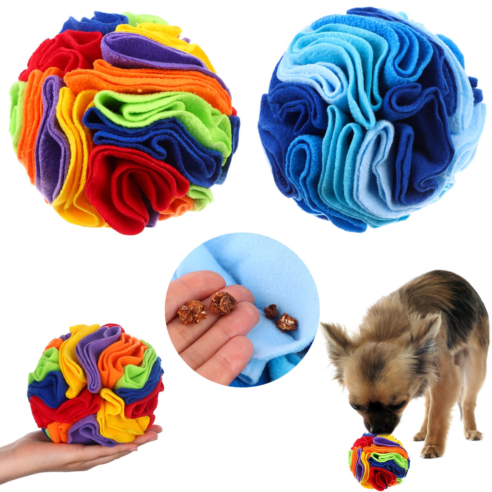 Photo 1 of 2 Packs Snuffle Ball for Dogs Stress Relief Interactive Dog Enrichment Toys Dog Sniff Mat Pet Snuffle Ball Toy Foraging Mat Dogs Treat Ball Pad Dog Puzzle Toys for Anxiety Relief Enhance Sniffing