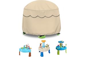 YUYAKACover Kids Water Table Cover Fit Little Tikes Fish 'n Splash Water Table, Waterproof Dust Proof Outdoor Toys Cover-Cover only (Flowers, S) (Khaki, 34"Dx20"H)