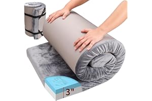 CHUNLEI Memory Foam Sleeping Pad Camping Mattress,3 Inch Thick Portable Floor Mat for Adult Waterproof Sleeping Mat Roll Up Floor Mattress Foldable Backpacking Travel Bed for Hiking,Guest Bed