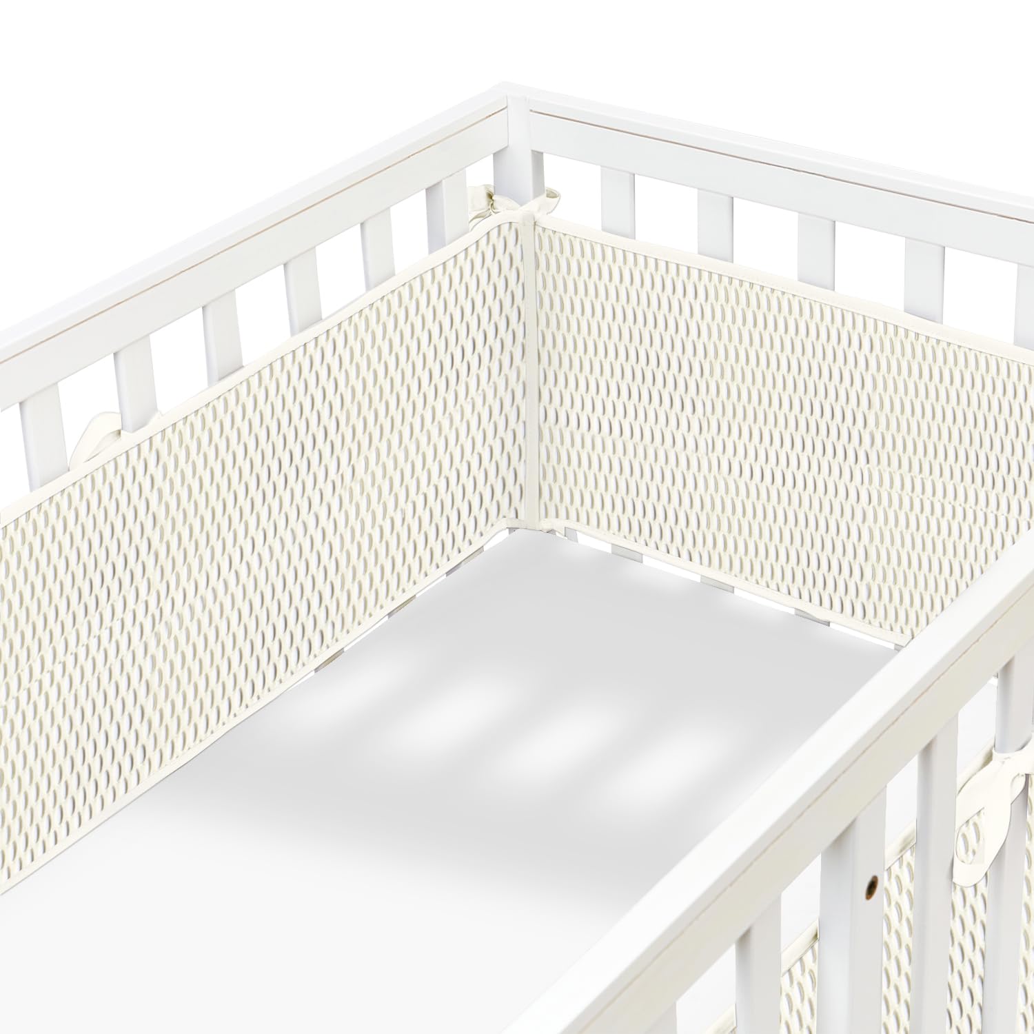 Photo 1 of 2 in 1 Mesh Crib Liner,Provide All-Round Protection,Soft Crib Padding for Sides,Suitable for Full-Size.(Khaki dk)