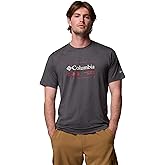 Columbia Mens Kwick Hike Graphic Short Sleeve Tee, Black Heather/Iconic Brand, Large