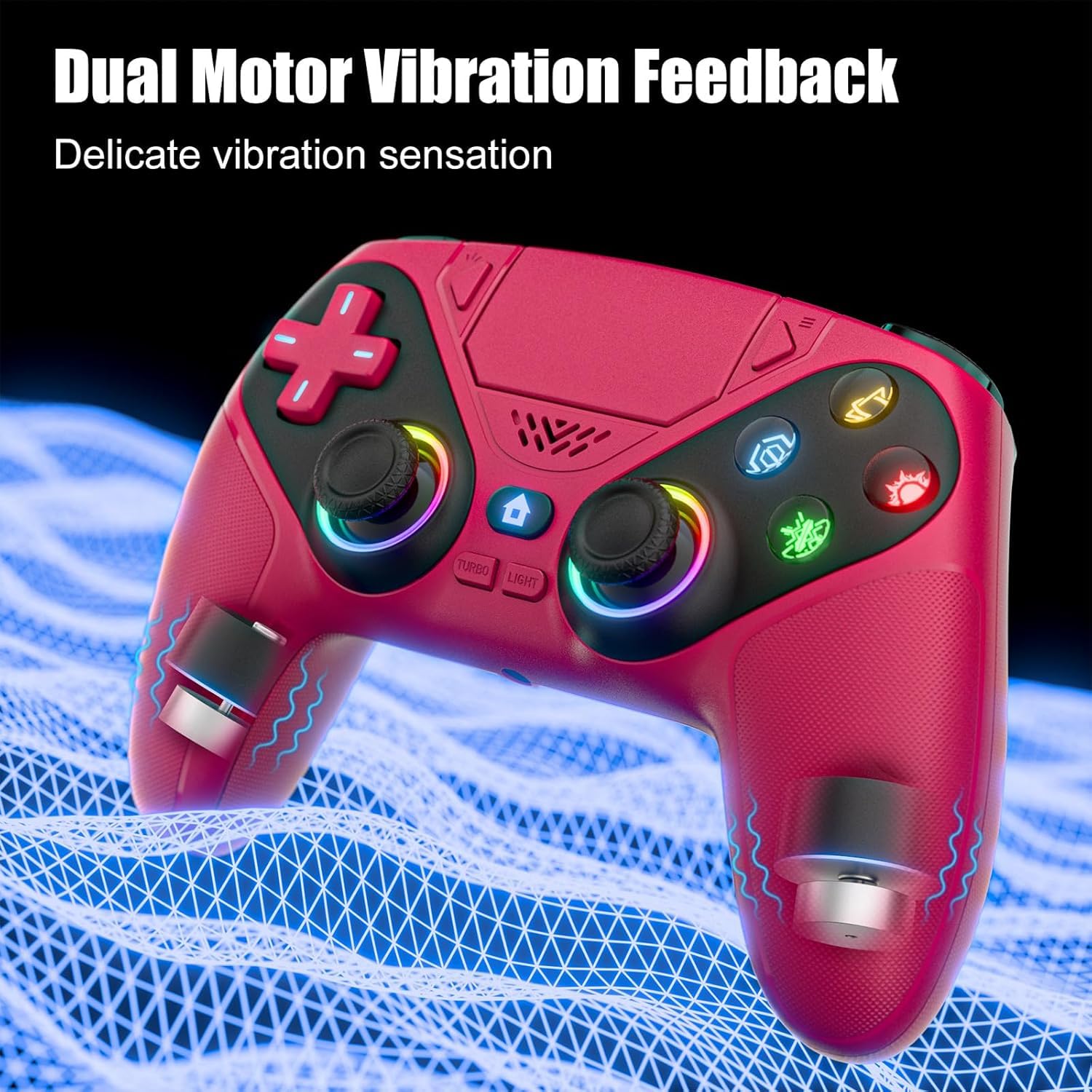 Nonbliep LED for PS5 Controller, for PS5 Slim/Pro/PC, Wireless Controller with 9 Colors RGB Light/Dual Vibration/Turbo/3.5mm Audio Jack/Speaker/Programmable for Playstation 5 Controller