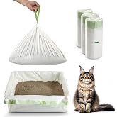 Cat Litter Box Liners Disposal Bags with Tie Handles,Large,37" x 17" Jumbo Drawstring Extra Durable Pet Cat Pan Liners for litter box Extra-Thick Kitty Litter Box Bag-36 Counts (3 Pack)