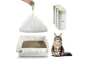 SWODITION Cat Litter Box Liners Disposal Bags with Tie Handles,Large,37" x 17" Jumbo Drawstring Extra Durable Pet Cat Pan Liners for litter box Extra-Thick Kitty Litter Box Bag-36 Counts (3 Pack)