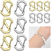 Double Opening Necklace Bracelet Shortener, Lobster Jewelry Clasp and Closures Gold and Silver Clip Connectors for Jewelry Making Bracelets Connector Clips (Small & Large) (Gold+Silver 12pcs)