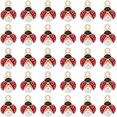 HOBBIESAY Ladybug Enamel Charms Red Black Ladybirds Charms Clear Rhinestone Alloy Charm Metal Flying Animals Pendants for Bracelet Necklace Earring Jewelry Craft Making