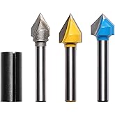 Genmitsu 1/4'' V Grooving Router Bit Set, 60 Degree & 90 Degree CNC Router Bits, 3D V Shape Milling Wood Cutter Knife CNC Eng