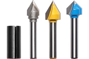 Genmitsu 1/4'' V Grooving Router Bit Set, 60 Degree & 90 Degree CNC Router Bits, 3D V Shape Milling Wood Cutter Knife CNC Eng