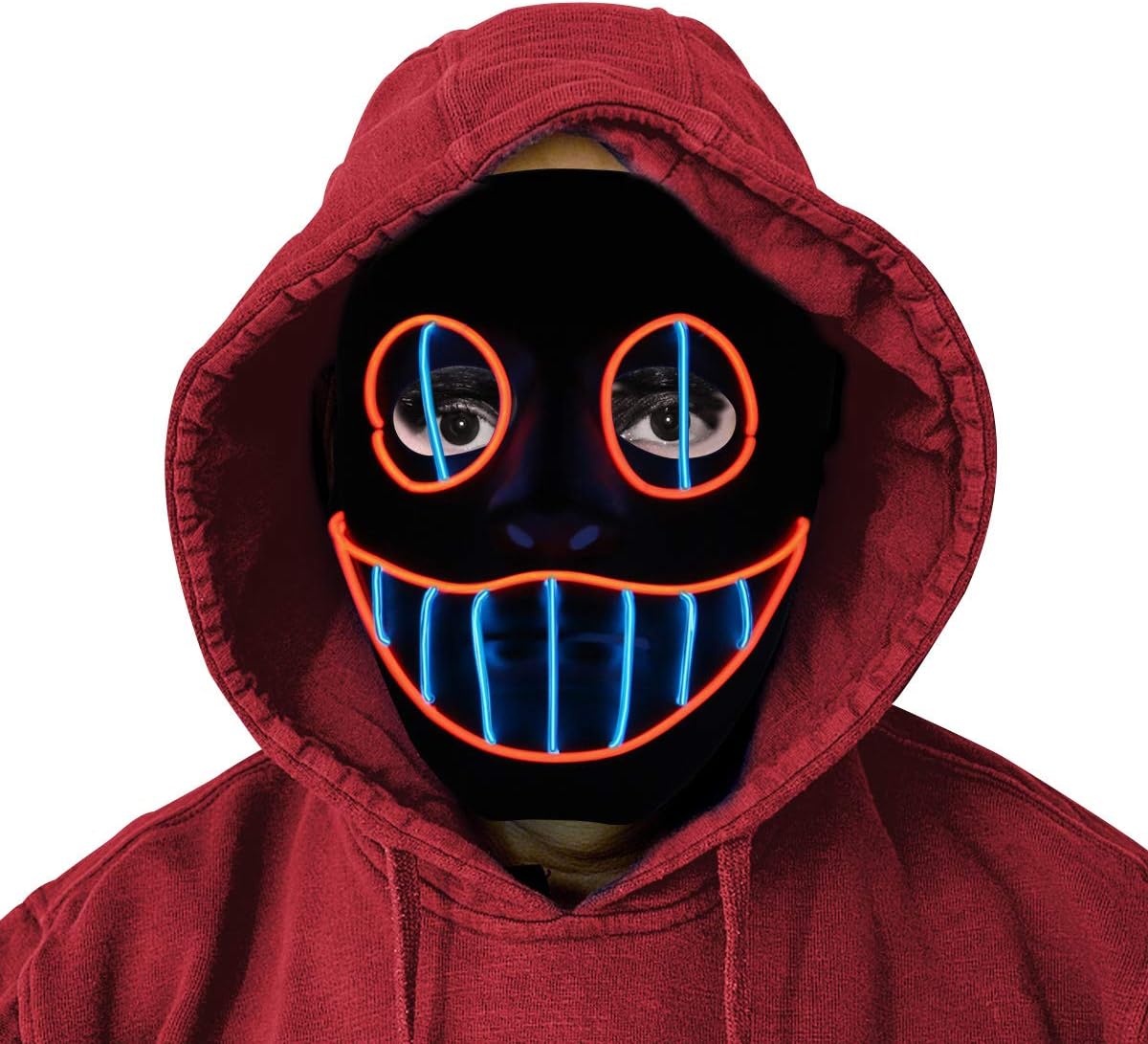 LED Mask - Halloween Purge Masks Safe EL Wire/3 Modes - Glowing Creepy Mask