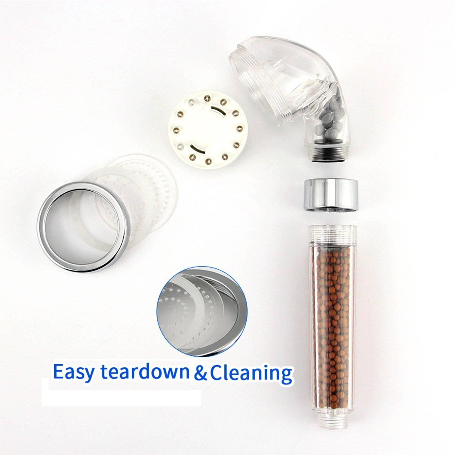 VEHHE 3 Colors Round Rainfall Hand Held Fixed Shower Head High Pressure & Saving Water Negative Lons Shower Sprinkler Head for Relation,Spa,Dry Skin and Hair