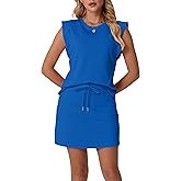 GRECERELLE 2026 Women's Summer 2 Piece Skort Set Cap Sleeve Round Neck Top & Tennis Skirt with Pockets for Athletic & Casual