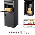 Merapi Parcel Drop Boxes for Outside, 16.3" *15.2"* 40.4" Cold-Rolled Steel Delivery Box for Packages, Anti-Theft Lockable Package Delivery Boxes for Outside, Porch, House, Curbside, Black-BD