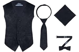 S.H. Churchill & Co. Boys 4 Piece Formal Paisley Vest and Tie Set