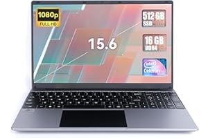 Maypug Laptop Computer, Traditional Laptop Computer, 16GB DDR4 512GB SSD, Intel Celeron Quad-Core Processors, 15.6" 1080P FHD Laptops, 38000mWh Battery, WiFi, Type-C, TF Card, Mini-HDMI