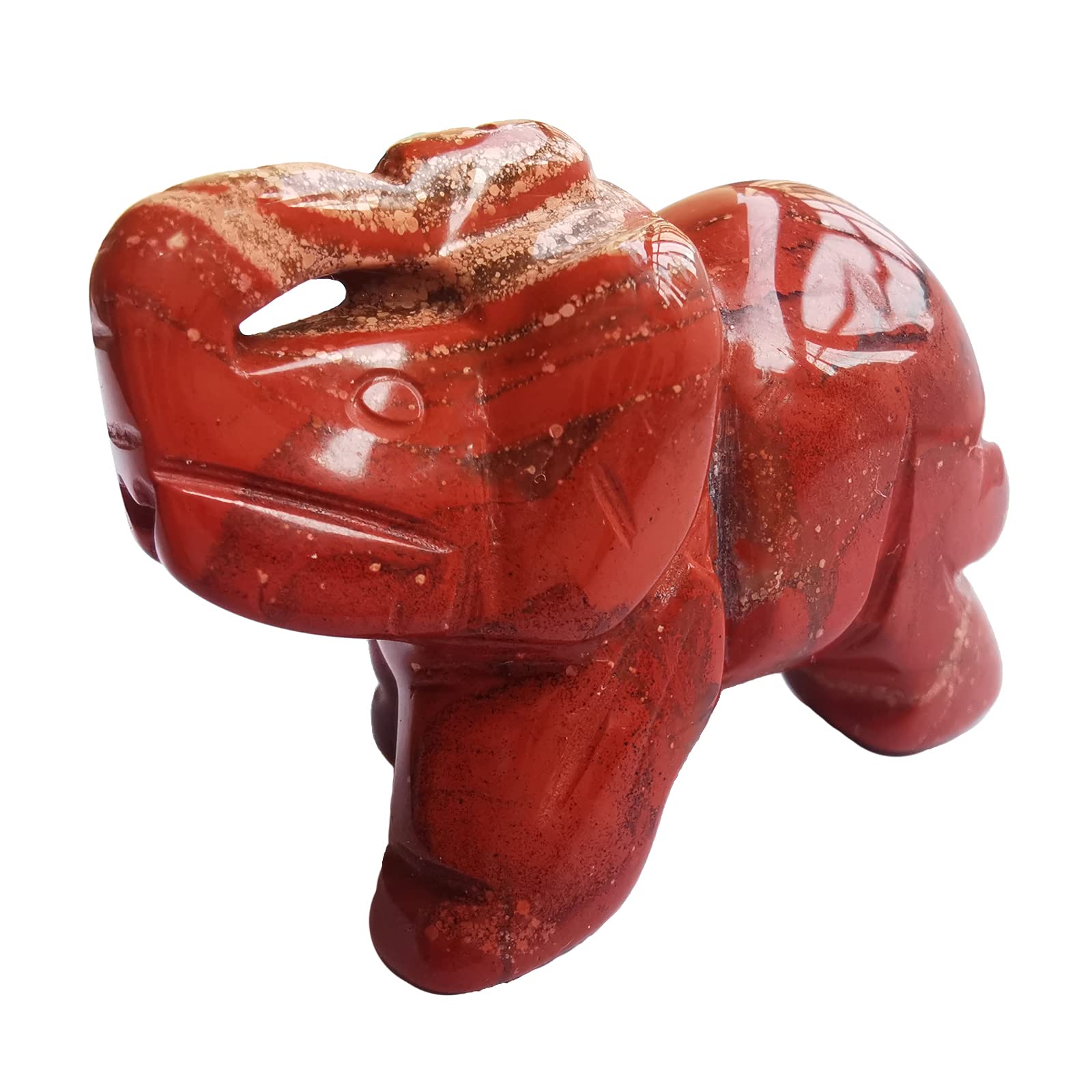 Lovionus89 Small Handcarved Elephant Crystal Statue, Home Office Guardian Animal Sculpture Decor 1.5 Inches,Red Jasper
