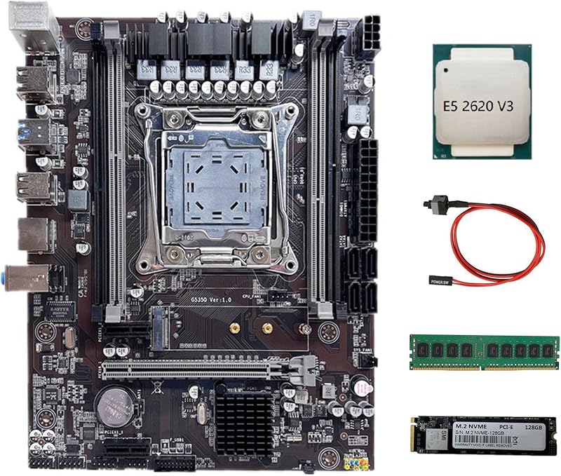 Oikabio X99 Motherboard LGA2011-3 E5 2620 V3 CPU DDR4 4GB RAM 128GB M.2 SSD