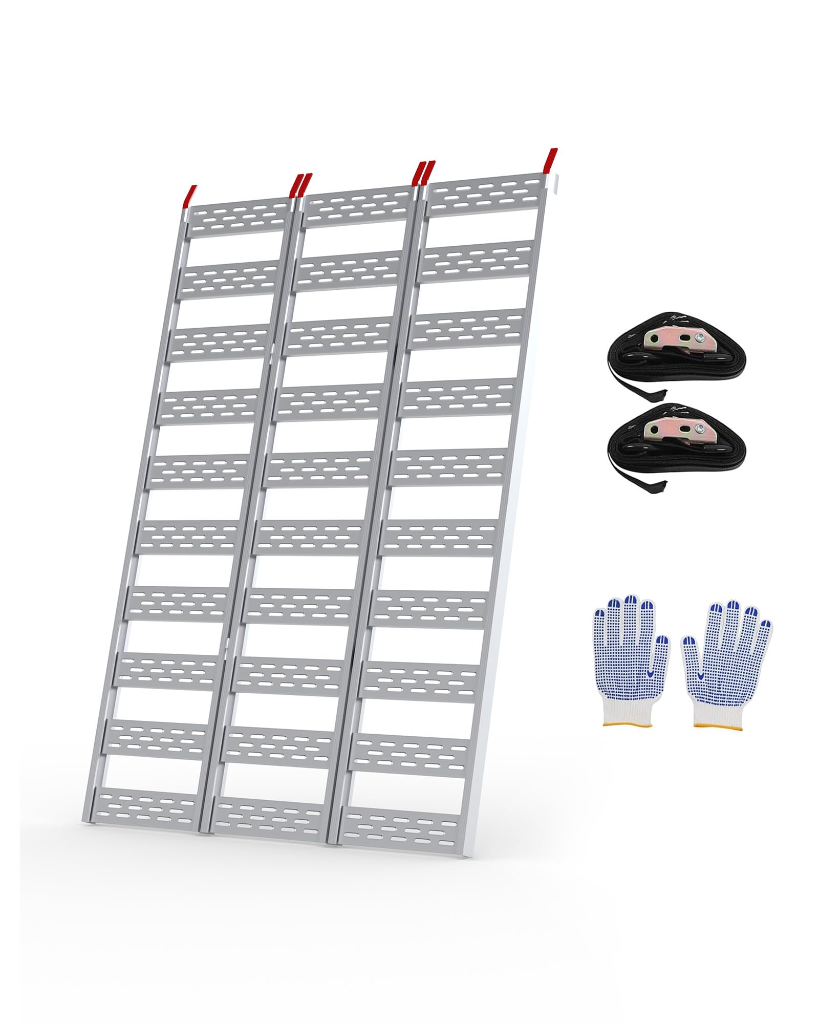 Photo 1 of Ramps for Pickup Trucks, GarveeTech Aluminum ATV Ramps 1500 LBS Capacity, Tri-Fold Motorcycle Powersports Loading Ramps with Load Straps for Motorcycles, ATV/UTV, Lawn Mowers, Tractors, 76" L x 50" W