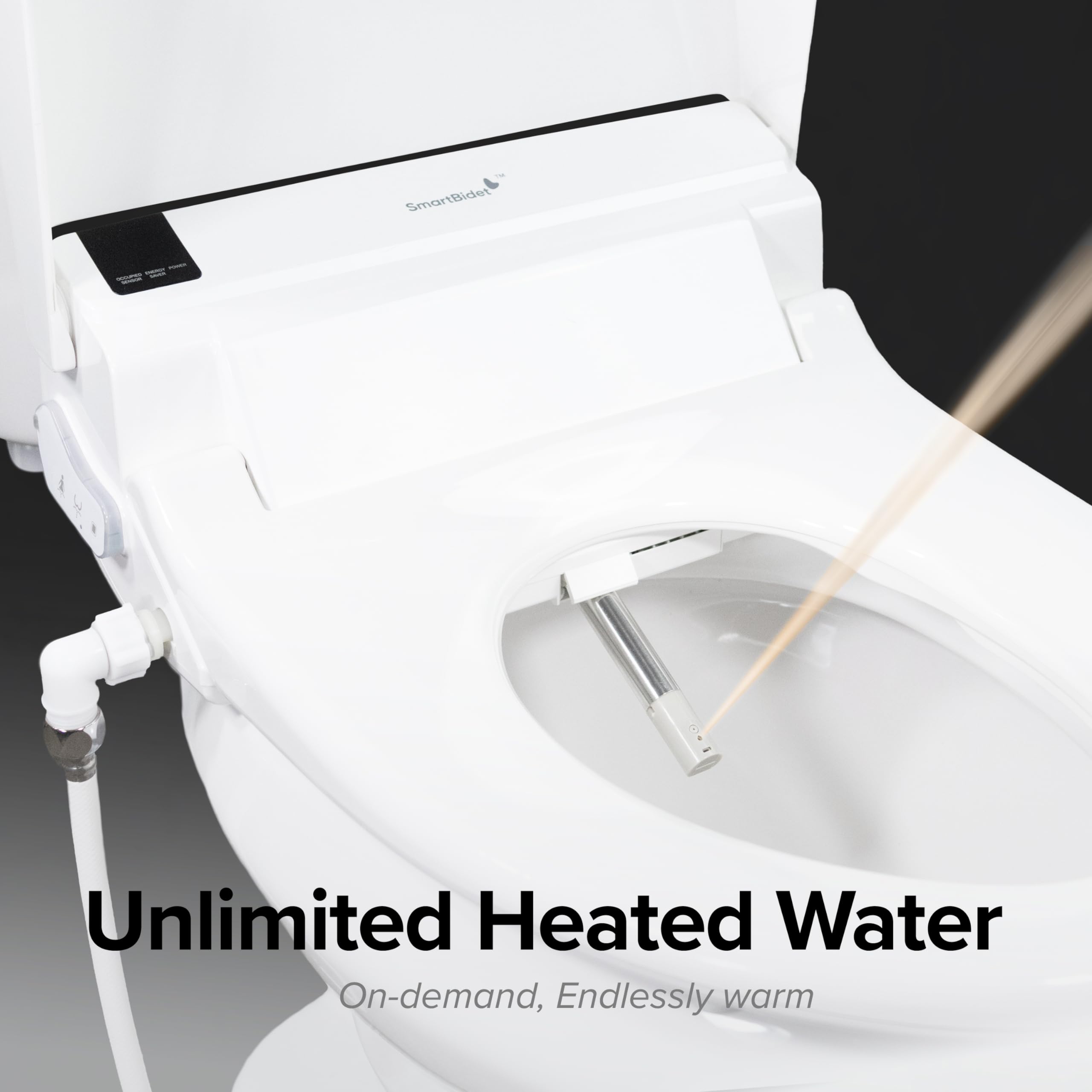 SmartBidet® SB-3000 Electric Smart Bidet™ Toilet Seat for Elongated Toilets with Remote Control with Screen, Unlimited & On Demand Warm Water