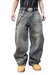 DFGIGT Mens Streetwear Hip Hop Baggy Jeans Wide Leg
