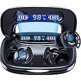 Wireless Earbuds Bluetooth Headphones, 180H Playtime Ear Buds IPX8 Waterproof Bluetooth Earphones, in-Ear Headphones with LED