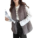 Flygo Faux Fur Vest Women Sleeveless Faux Fur Jacket Furry Open Front Cardigan Top Fluffy Winter Vest Outerwear