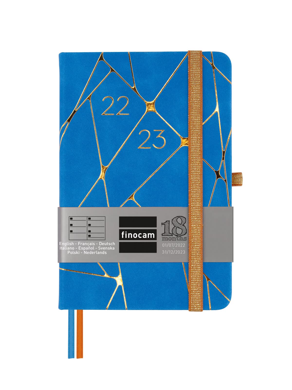 Finocam - Diary 2022 2023 Minimal 18 Months Week to View Horizontal July 2022 to December 2023 (18 Months) Geometric International, DIN A6 (M3-100 x 150 mm)
