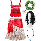 Cabeny Adult Women Halloween Costume Set with Wig Necklace Princess Costume Dress Up Birthday Outfits Ocean Theme Party