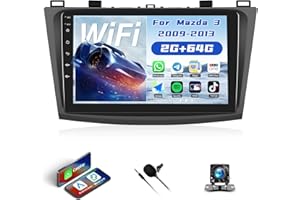 [2+64G] Android 13 Car Stereo for Mazda 3 2009-2013 with Wireless Carplay&Android Auto,9 Inch Touch Screen Car Radio with Mir