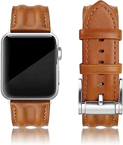 SWEES Leather Band Compatible with iWatch 42mm 44mm, Genuine Leather Classic Strap Wristband Compatible for Watch Series 6, Series 5, Series 4, Series 3, Series 2, Series 1, SE Sports & Edition Men, Saddle Brown