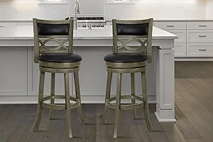New Classic Furniture Manchester Pub Height Swivel Bar Stools, Set of 2, 29-Inch, Black PU Upholstered Seat & Back Rest, Gray