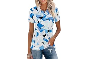 TFSDOD Womens Golf Polo Shirts Collared Short Sleeve T Shirt Lightweight Moisture Wicking Polo Casual 3 Buttons Outfits