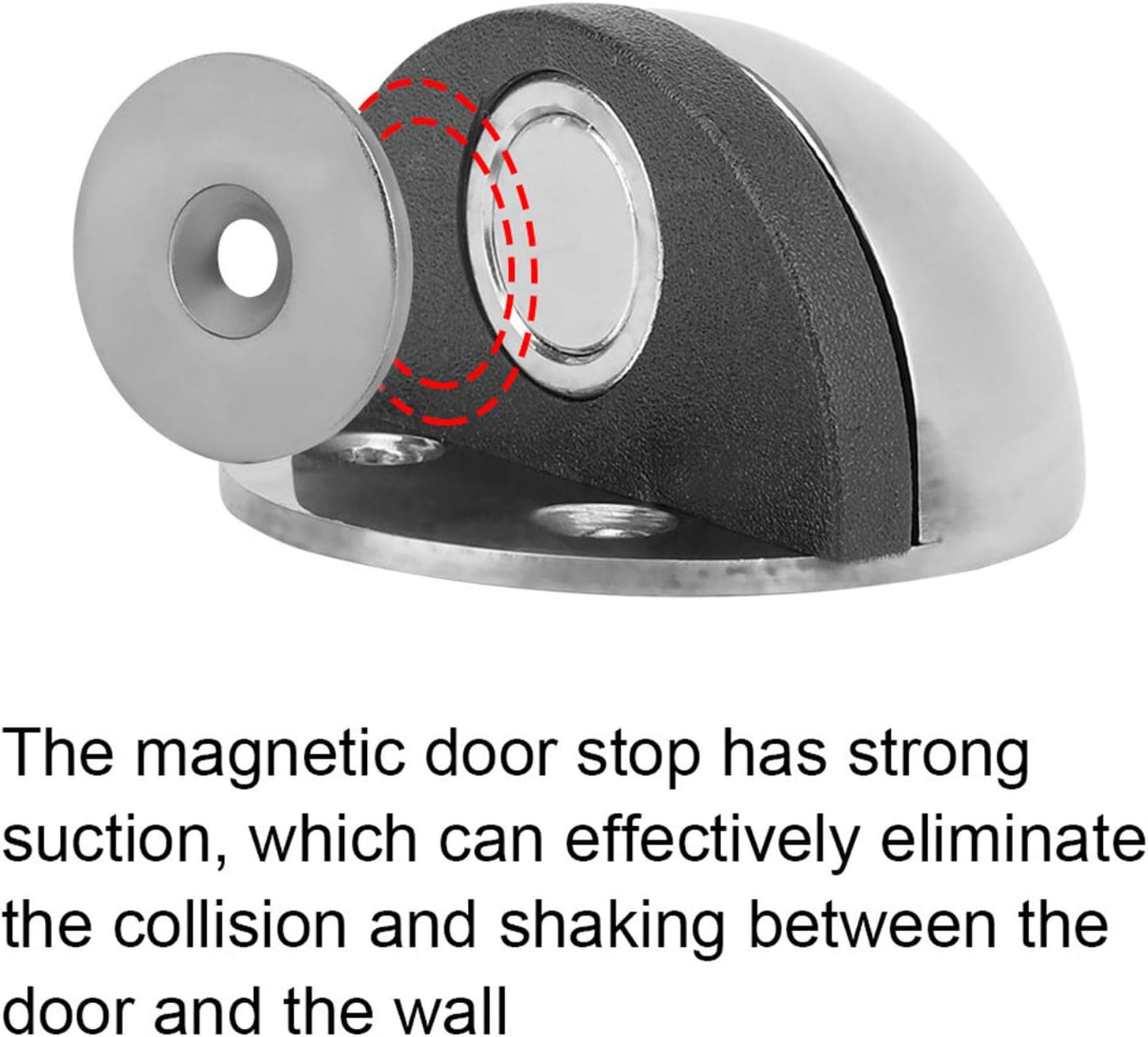 2 PCS Magnetic Door Stop,Half Moon Floor Door Stopper with Rubber Bumper, Stainless Steel Floor Door Stopper - Image 4