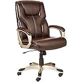 鶹 Basics Executive High Back Office Desk Chair, Adjustable Height, Tilt, Swivel, One Size, Brown/Gold