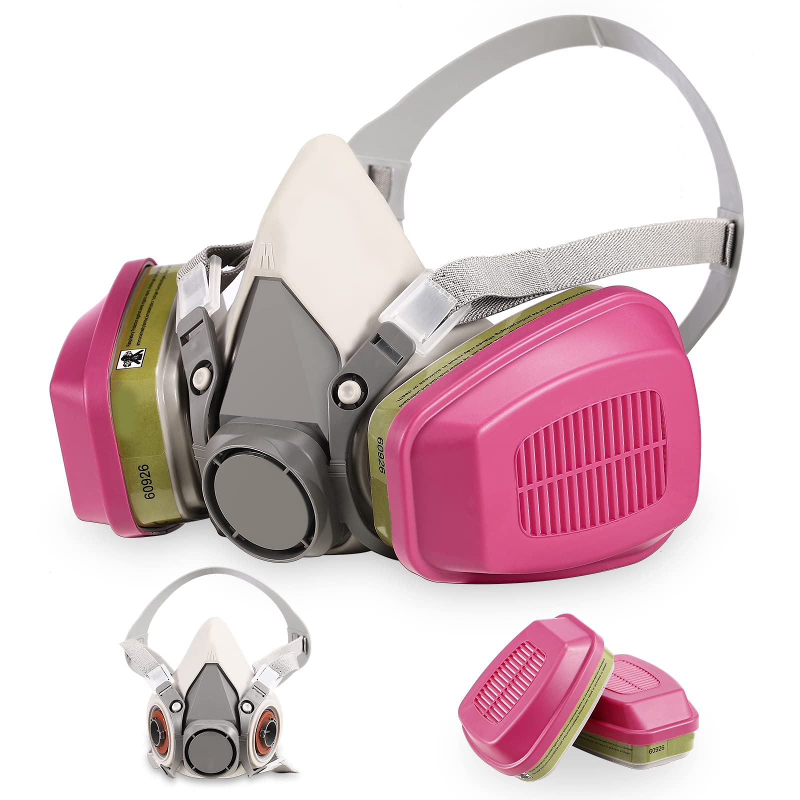 GQFOWE Reusable Half Respirator with 60926 Filter,Half Facepiece Cover Respirator for Painting,Dust,Formaldehyde,Epoxy Resin,Sanding,Cutting,welding