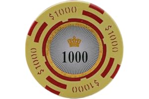 Versa Games Crown Casino Clay Poker Chips in 13.5 Gram Weight - Pack of 50 (Choose Colors) (Yellow)