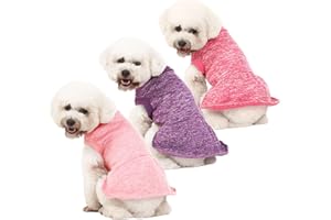 MOIRIG Dog Sweater, Dog Sweaters for Small Dogs, 2, 3 Pack Warm Soft Pet Clothes for Puppy, Medium Large Cat, Dogs Girl or Boy, Dog Shirt for Winter Christmas (Dress Pink+Purple+HotPink, Small)