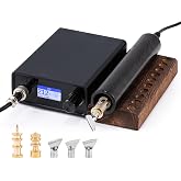 Flyrivergo Electric Heat Leather Creaser Machine, 140-932℉ with 5PCS Tips | Leather Edge Creasing &amp; Edging Tool, Wooden Base, Adjustable Temperature for DIY and Professional Leather Working