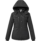 WenVen Women's Winter Water Resistant Warm Puffer Coat with Detachable Hood