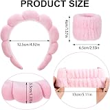 FRIUSATE Puffy Bubble Headband 2 Wristbands Skincare Spa Makeup Pink view 2
