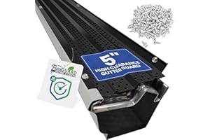 FlowGuard USA Made Professional DIY 5 Inch High Clearance 50-Year Gutter Cover System - Black - Aluminum Gutter Guards - 102 Feet - by FlexxPoint