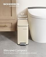 SONGMICS 5 L Slim Bathroom Bin with Pedal Lid Soft Close Steel LTB560A01 view 2
