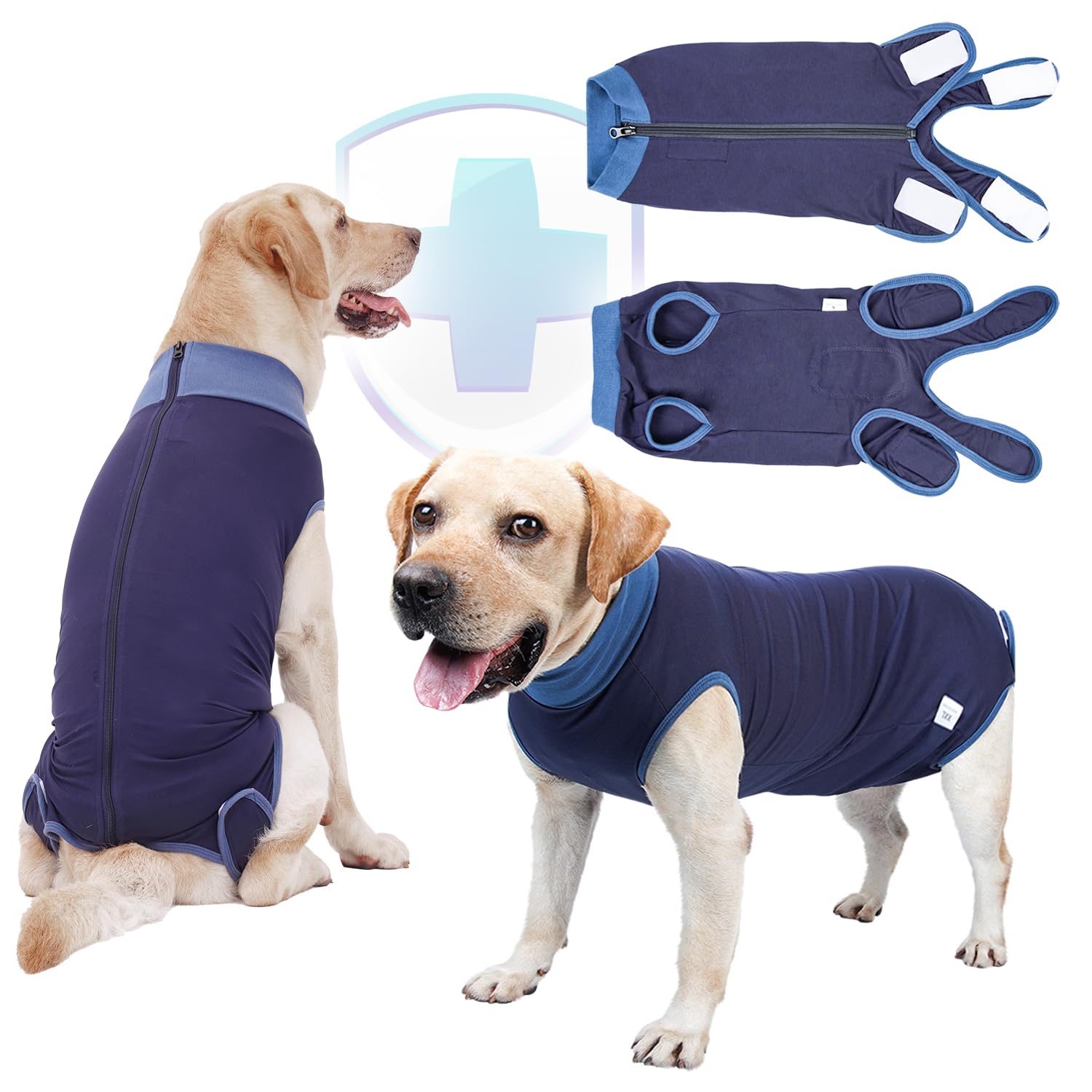 Photo 1 of TORJOY Breathable Dog Surgery Recovery Suit for Male/Female, Professional Dog Recovery Onesie with Zipper After Spay Abdominal Wounds, Anti Licking Cone E-Collar Alternative for Small Medium Large Dog