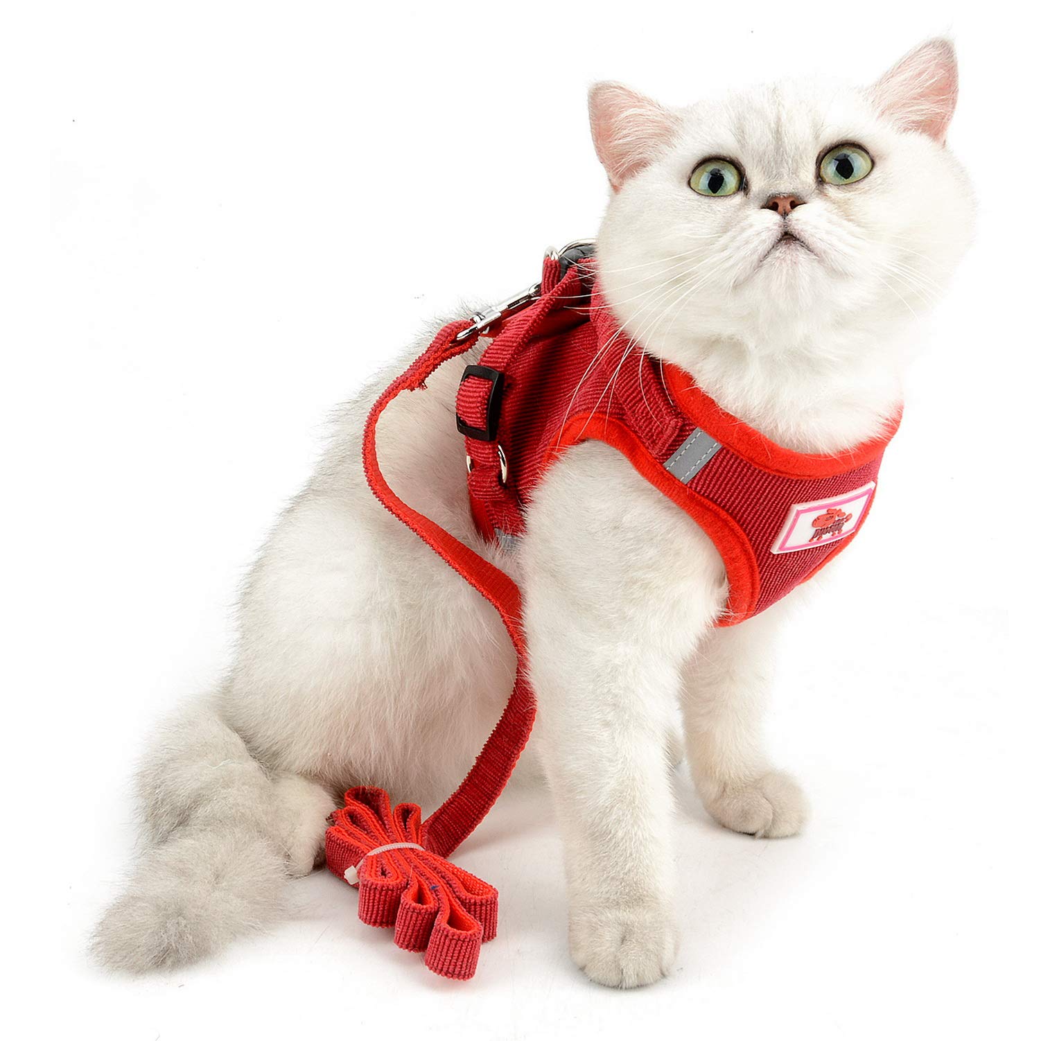 SELMAI Escape proof Cat Harness and Leash Mesh Holster Style No Pull No Choke Padded Vest for Kitten Small Pet Puppy Doggies Easy on off Dog Leads Walking Training Outdoor Red M