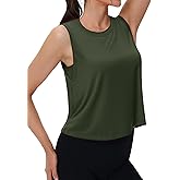 MAGCOMSEN Women's Workout Tank Tops Crop Athletic Sleeveless Summer Quick Dry Moisture Wicking Top for Running Yoga Gym