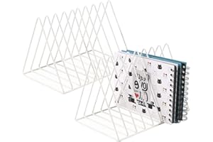 PENGKE PENNGKE 2 Pcs Magazine Holder,Newspapers Holder,Letters Storage,Desktop File Sorter Organizer Triangle Bookshelf Decor Home Office,White