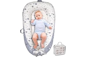 Beisurznga Baby Lounger, Ultra Breathable Cotton Soft Baby Newborn Lounger, Portable Lightweight Adjustable Infant Floor Seat for Travel, Newborn Essentials Baby Registry Search(Stars)