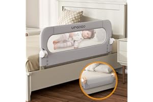 UPGOGO Folding Bed Rail for Toddlers,Baby Bed Rail Guard with Reinforced Anchor Safety System,Fit Bunk,Full Size,Queen,King,Twin(Grey,43"x23.6")