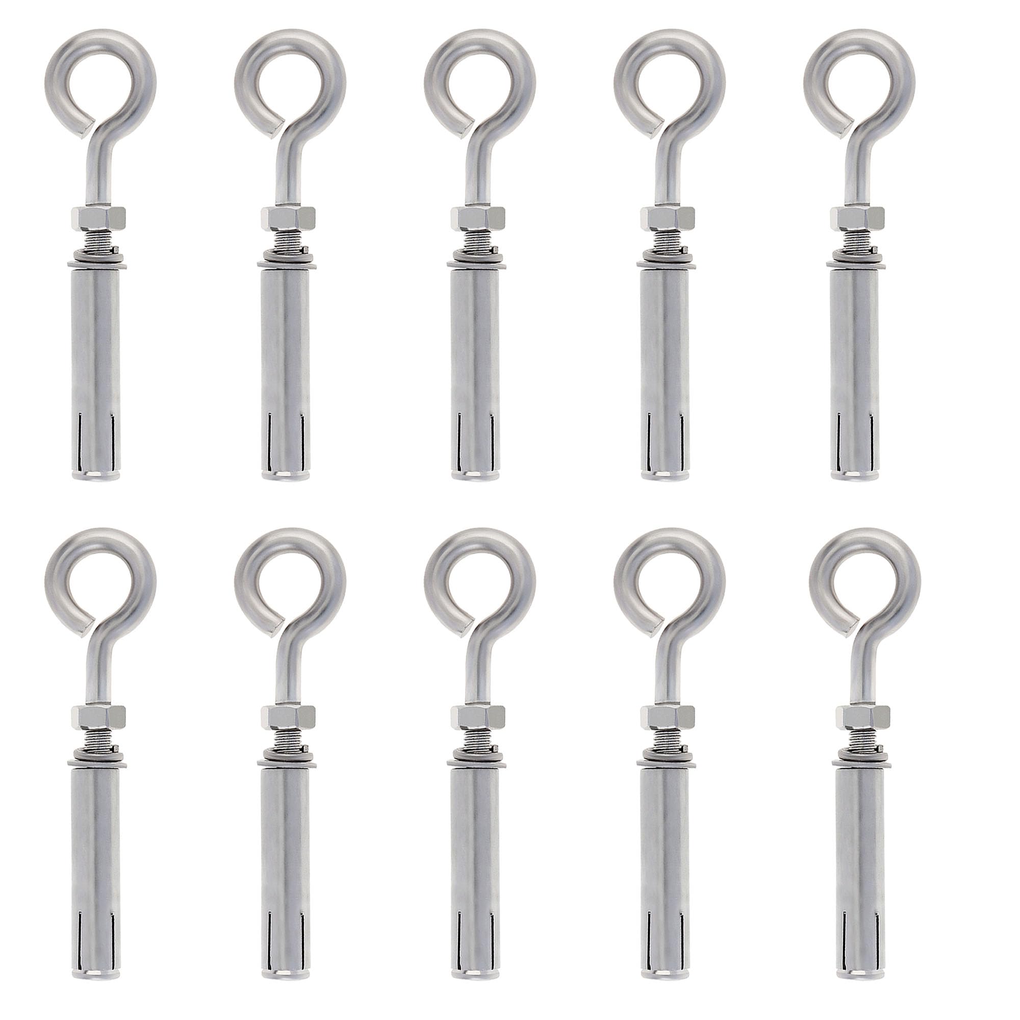 Photo 1 of 10 Pack M8 Concrete Eye Bolt, 5/16" 105mm Shoulder Eyebolt Screw Stainless Steel Wall Concrete Brick Anchor, Heavy Duty Eyebolts Expansion Lifting Ring Bolts Fastener