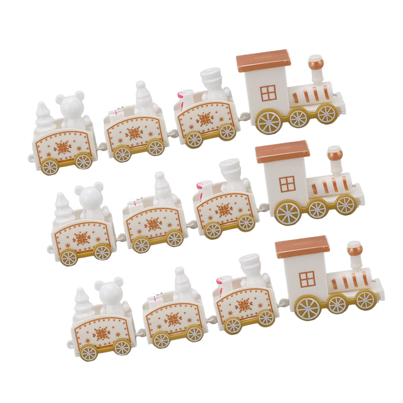 Haofy Small Train Christmas Decorations, Mini Train Decor Set Exquisite Beautiful Plastic for Christmas Parties (White)